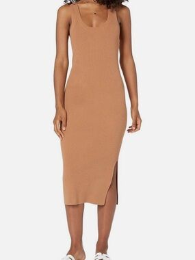 NWT The Drop Yasmin Ribbed Knit Dress - Color Earth - Sz Large